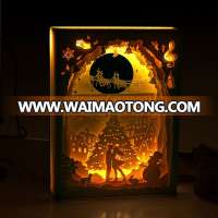 3D Paper Cut Light Box Carving Night Light Lamp Light Up Shadow Box Frame