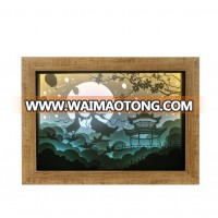 Custom home decoration solid wooden rustic shadow box led shadow box frame